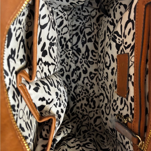 Jessica Simpson Brown and Gold Satchel with Structured Design - Picture 2 of 4
